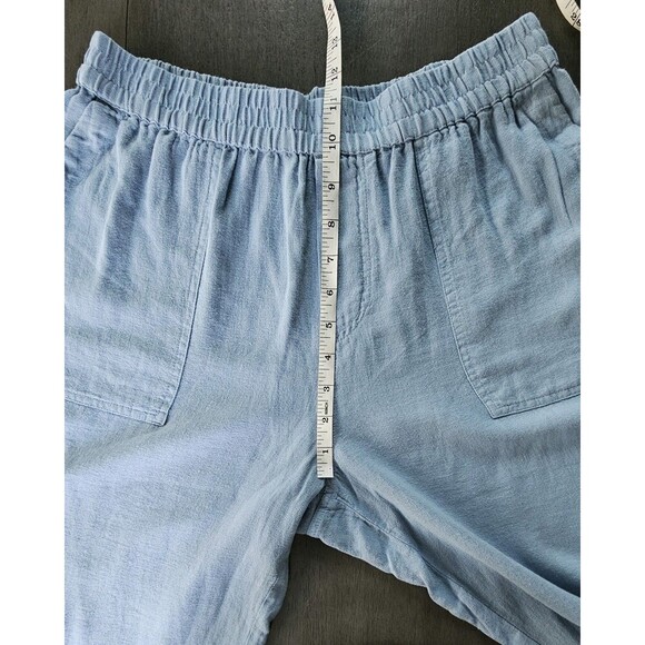 Susan Graver Pure Linen Utility Cargo Crop Pant Faded Chambray Size S Pull On - Picture 7 of 10